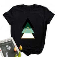 plus size egirl female tshirts 2021 summer print triangle graphic t shirts for women qute comfortable geometry tree girl tops