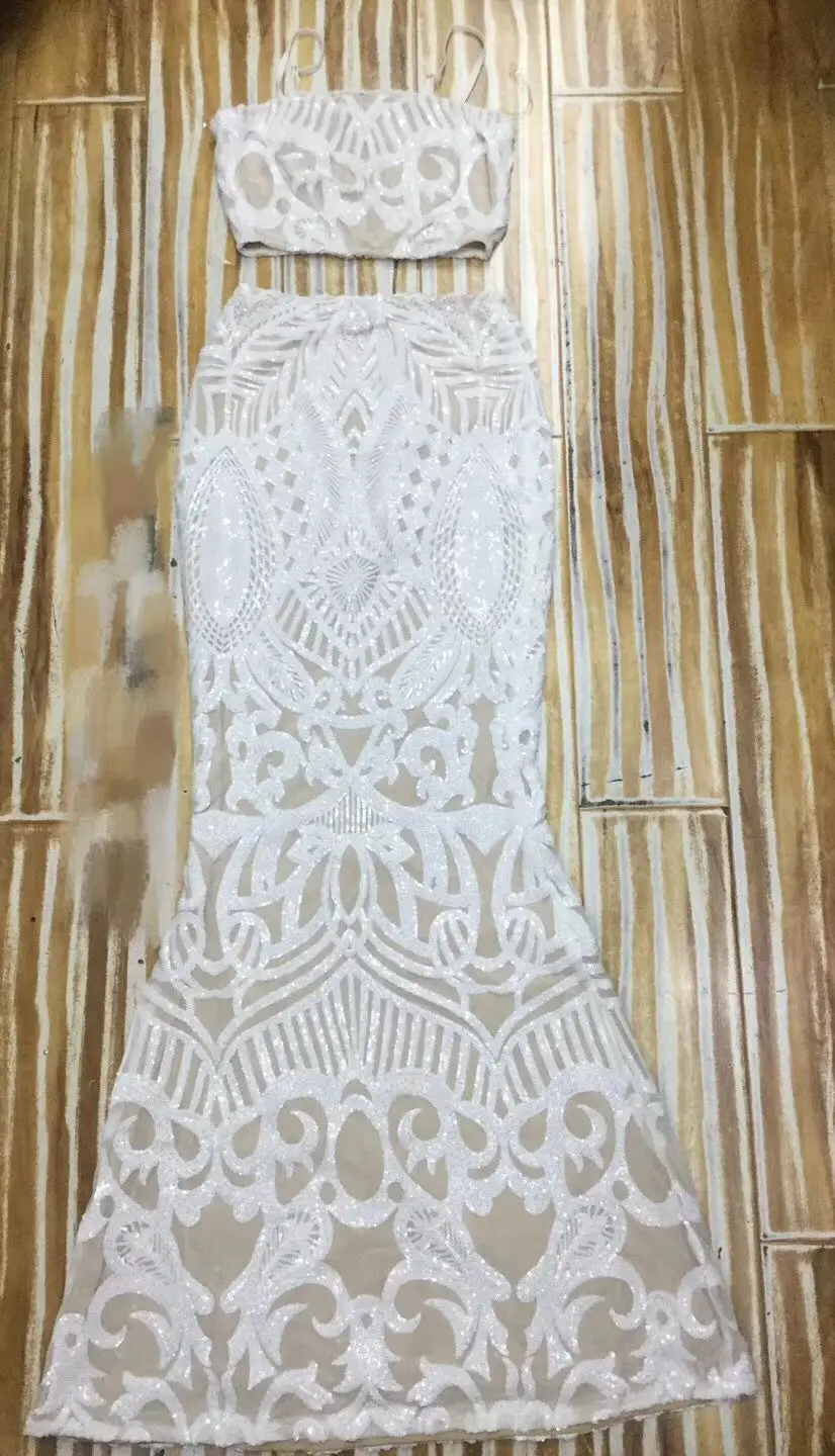 

2019 New Women two Piece sequined Spaghetti Strap vestido Bandage Dress Bodycon Celebrity evening Party Dress wholesale