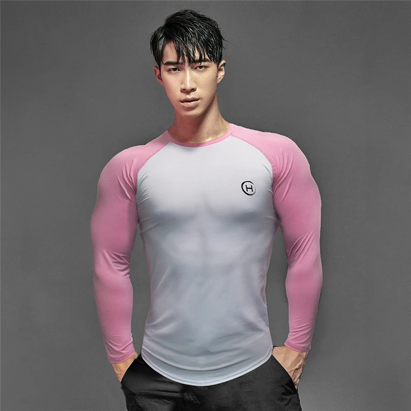 Футболка мужская с длинным рукавом хлопковая тенниска контрастных цветов нижнее