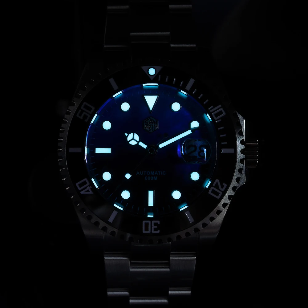 

San Martin Diver Water Ghost MOP 60Bar Helium Device Luxury Sapphire Men Automatic Mechanical Watch Ceramic Bezel Lume Date