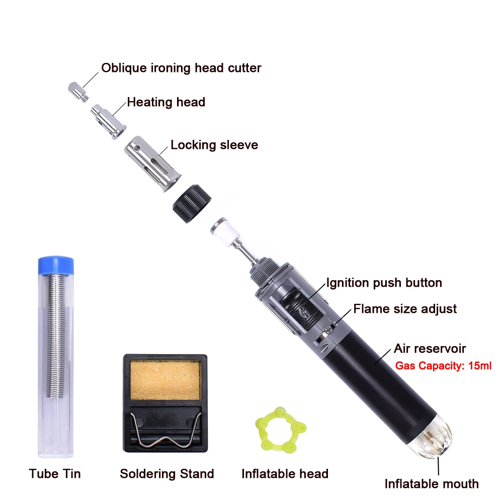 Toolour мини Газовый паяльник Комплект беспроводные Self-зажигания сварочный пистолет фонарь Ремонт паяльная станция наконечник пирография деревянная инструмент