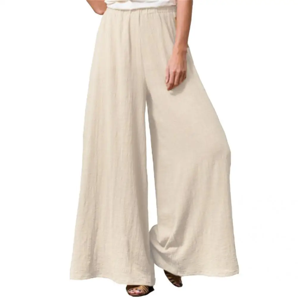 

Fashion Pants Casual Trousers Mid Rise Soft Elastic Waist Wide Leg Pants