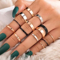 14pcs fashion personality creative three colors smooth surface rings for women knuckle ring set