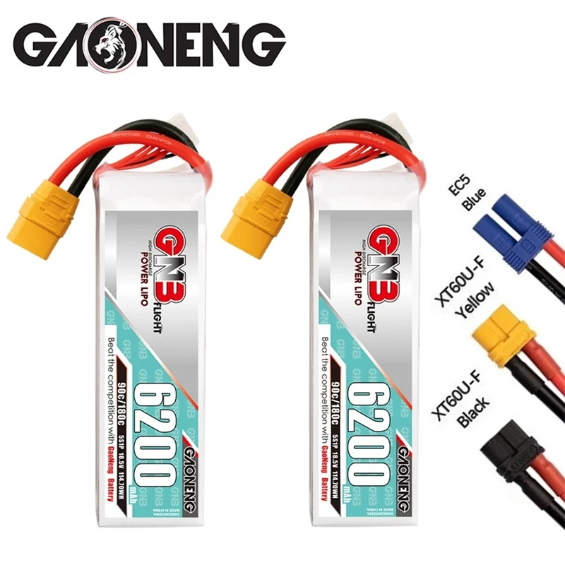 GAONENG-bater&iacute;a LiPo para Dron de carreras, accesorio de repuesto para cuadric&oacute;ptero teledirigido, GNB 18,5 V, 6200mAh, 90C, 5S, FPV, T/XT60/XT90/EC5/TRX-0