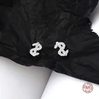 LKO настоящее серебро 925 пробы креативный кристалл знак доллара деньги валюта серьги-гвоздики модные украшения для девочек серьги-гвоздики подарки