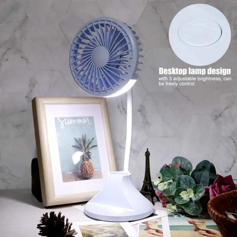 

1Pc Mini Desktop Fan with Rechargeable USB and Table Night Lamp for Home Office