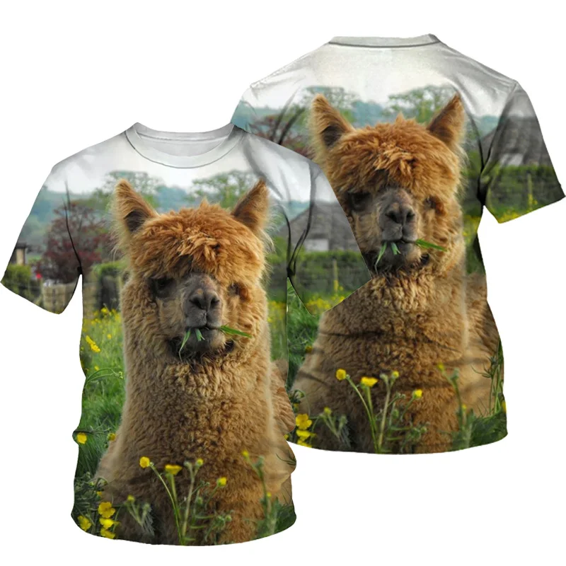 

3D Alpaca Harajuku Kawaii Cute T-shirt Boy Girl Animal Print Children Fashion Cool Top Baby Comfortable Breathable Short Sleeve