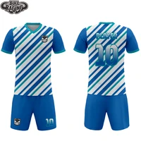 stripes design blue white color factory price custom made sublimatiion soccer player goalkeeper jersey uniform