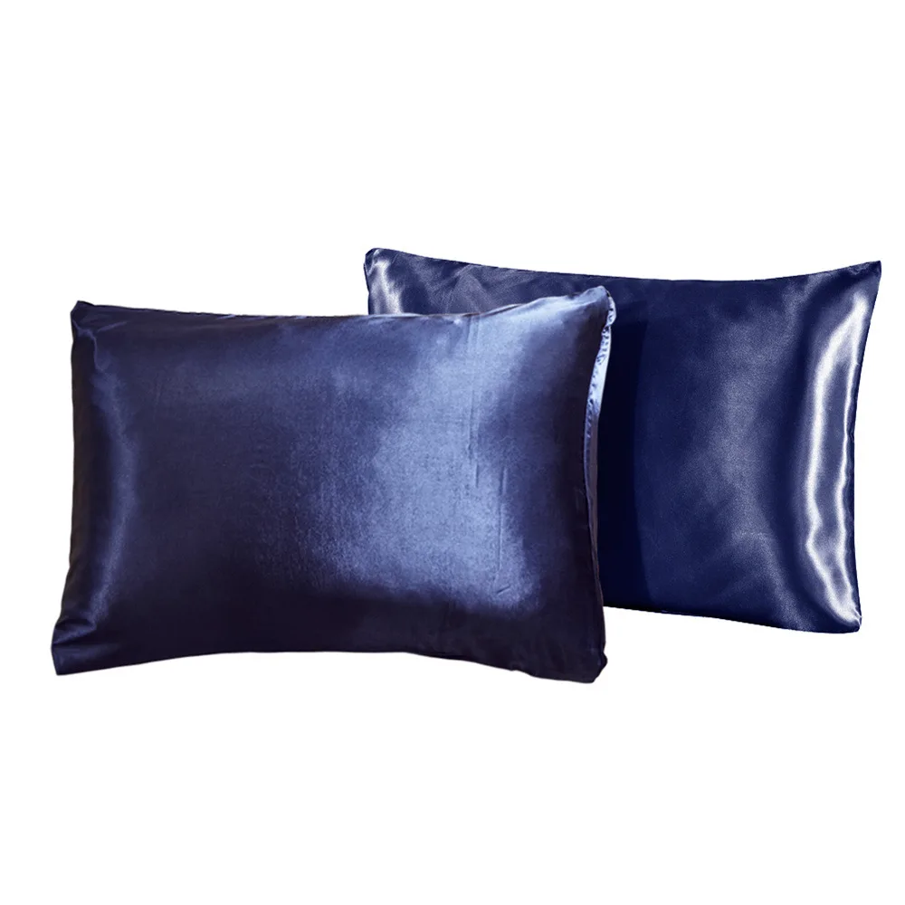 

Pure color simple satin imitation silk pillowcase for bedding