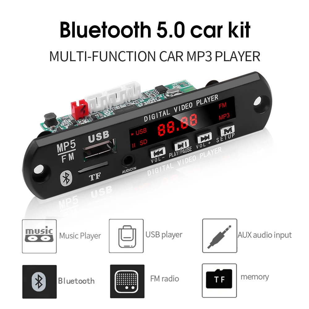 Горячая MP5 детектор проигрывателя модуль 5V 12V Bluetooth декодеры Поддержка USB TF MP3 WAV