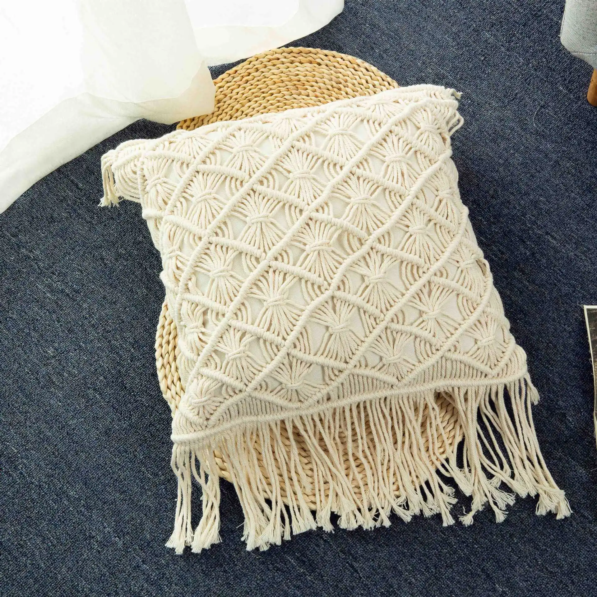 

Наволочки в богемном стиле, плетеные вручную наволочки с геометрическим узором, домашний декор для офиса, дивана, 45x45 см