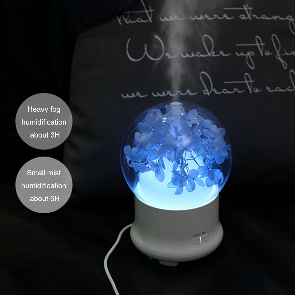 

Humidificador de aire con flor de cristal difusor de Aroma de aceite esencial, luz LED nocturna de 7 colores, Humidificador u