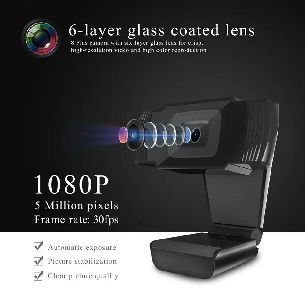A870 Full HD 1080P сетевая компьютерная веб-камера 2MP USB2.0 с микрофоном автофокусом для