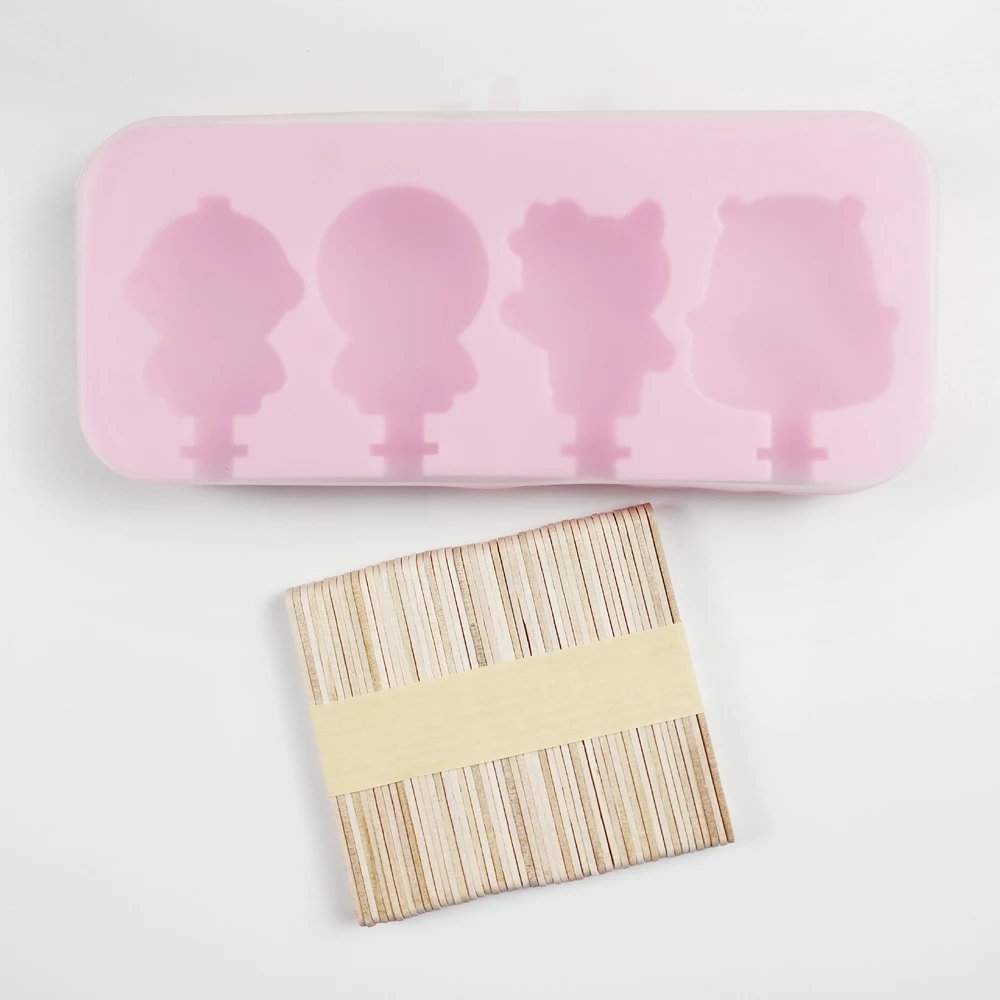 4 сетки животных силиконовые формы мороженого эскимо DIY домашний десерт