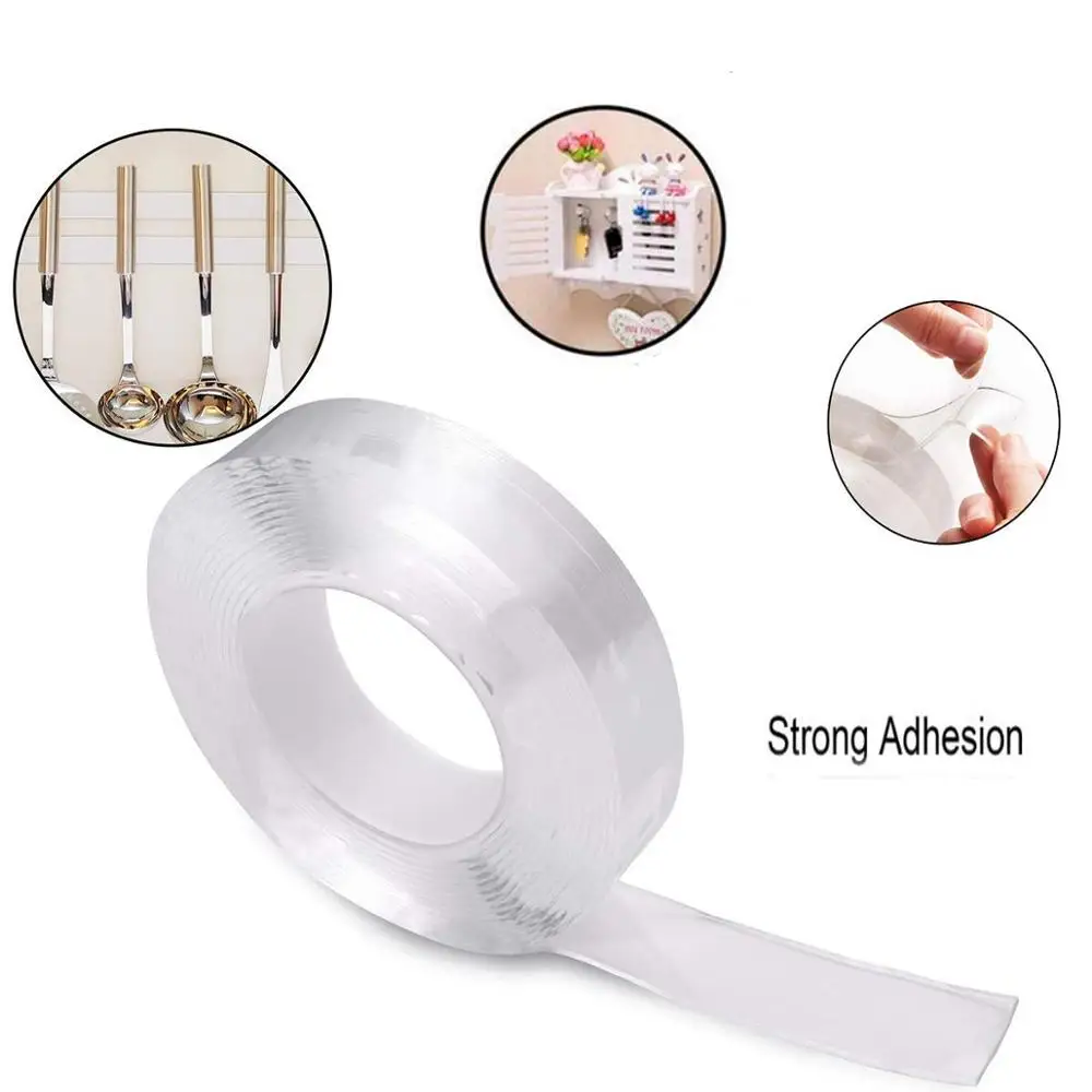 Многоразовая клейкая нано лента без следов двусторонняя липкая Нескользящая