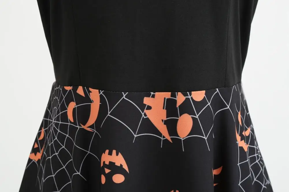 Woman Dress Bat Spider Net Lantern Printed Halloween Costumes for Women 2019 Long Sleeves Festival Fancy Clothing Autumn Winter | Женская