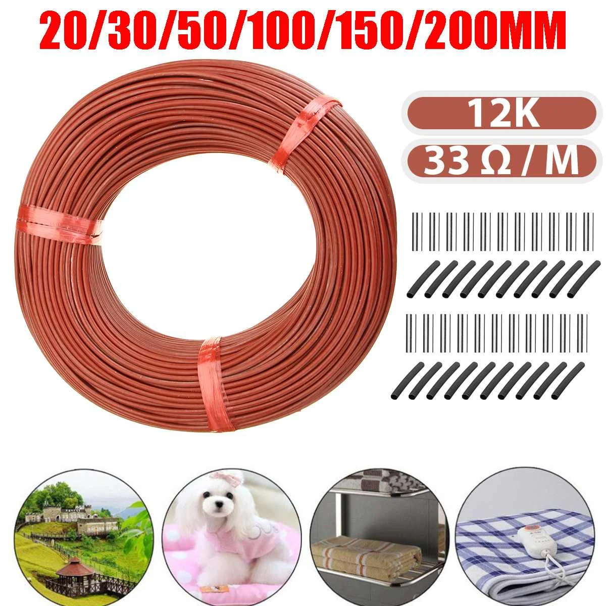 

Электрический нагревательный кабель, 200-20 м, 12 к, низкая стоимость, углеродный теплый пол, нагревательный провод из углеродного волокна, элек...