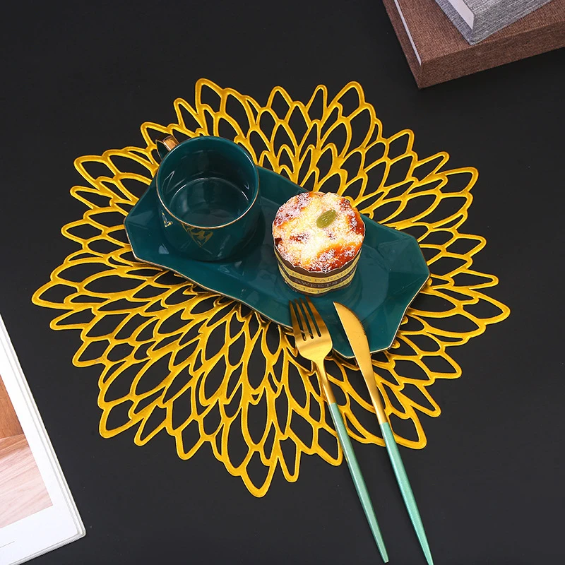 

Heat Resistant Table Mat Hibiscus Flower PVC Placemat Home Christmas Decor