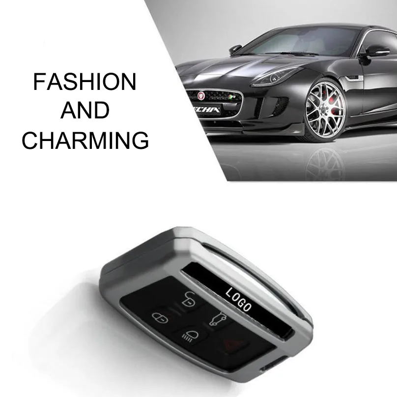 

1Pcs Gun Metal Alloy Metal Fob Cover Case Key Chain For Jaguar XE XF XJ XFL XJL F-PACE