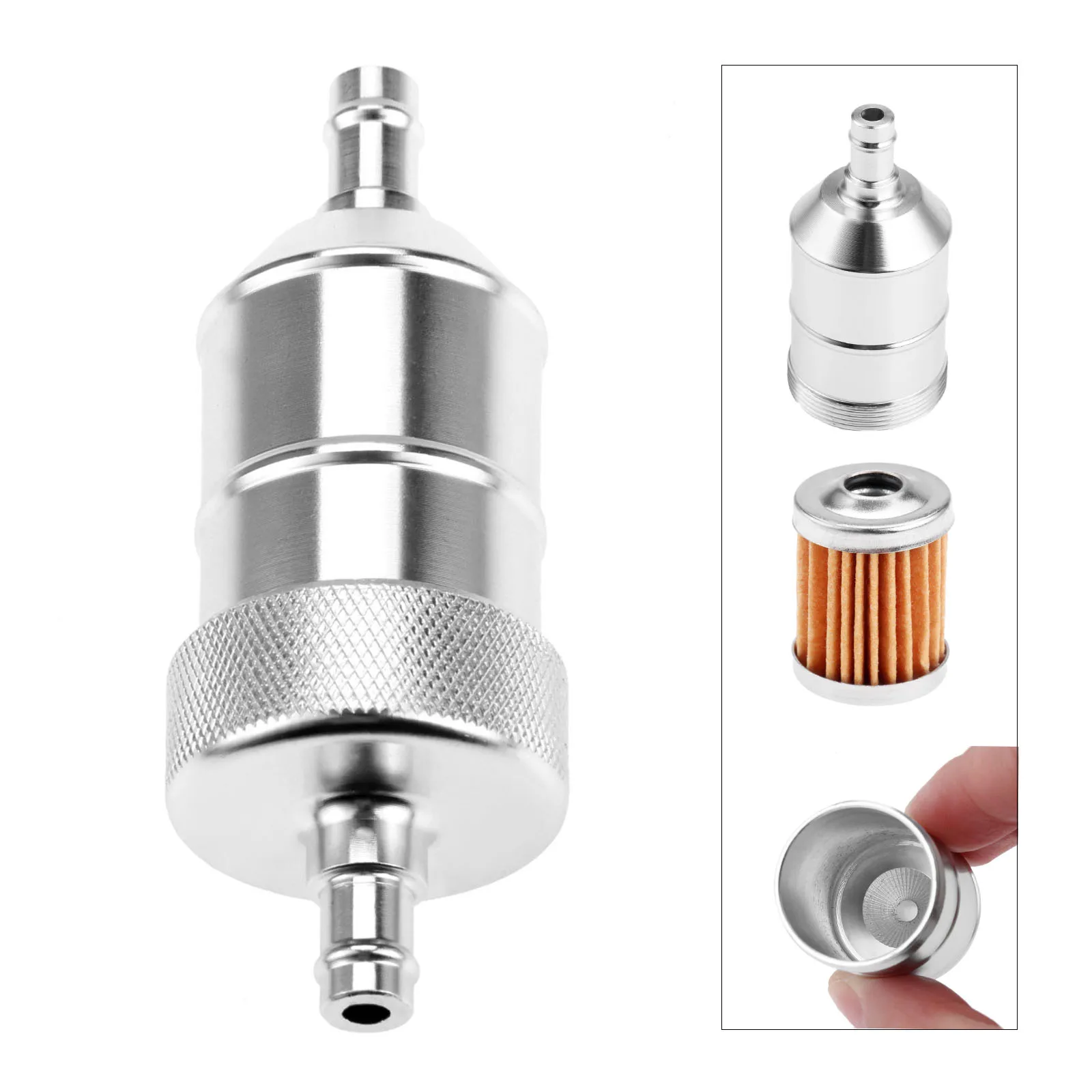 Топливный фильтр 5 видов цветов для мотоцикла, 8 мм, фильтр для бензинового и газового топлива, ЧПУ, алюминий, для мотоцикла, питбайка, квадроцикла, встроенный масляный топливный фильтр