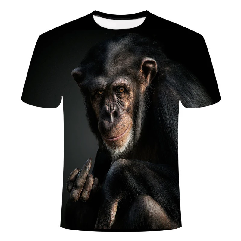 

2020 Summer New Men's Body Fabric 3d Printing Funny Funny Monkey Street Hip-Hop Casual Short-Sleeved Round Neck Top