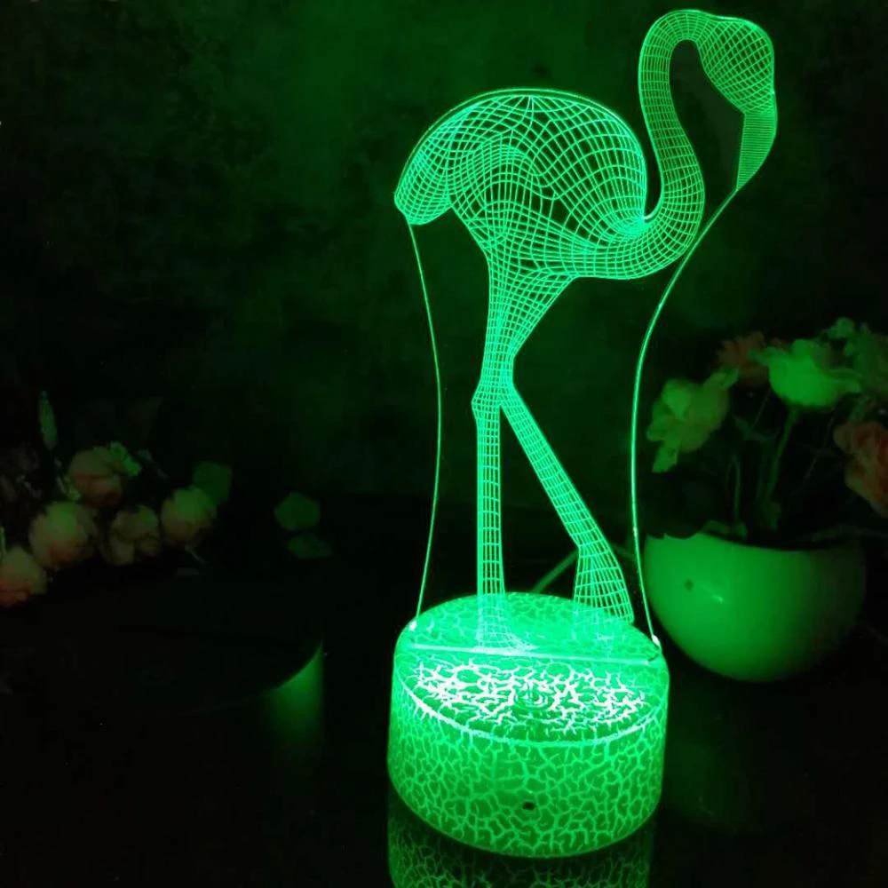 

Night Light Flamingo Pattern 3D Led Night Light Decoration Children Kids Gifts 7 Color Changing Visual Table Lamp