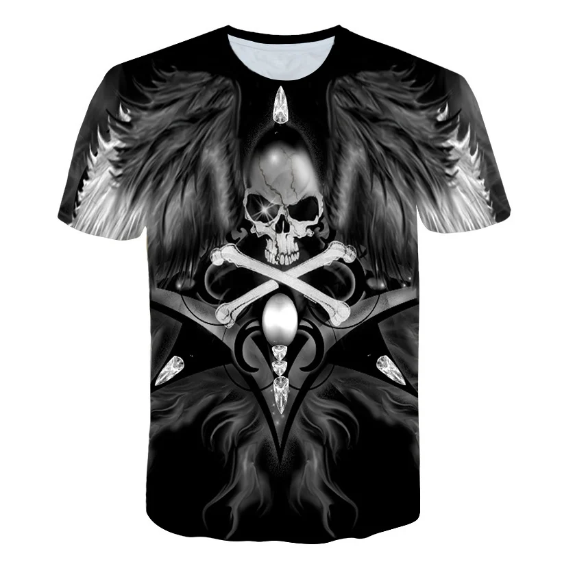 

3d skull T Shirt Summer Hipster Short Sleeve Tee Tops Boy girl Anime T-Shirts child Short sleeve topsHip-hop casual clothing