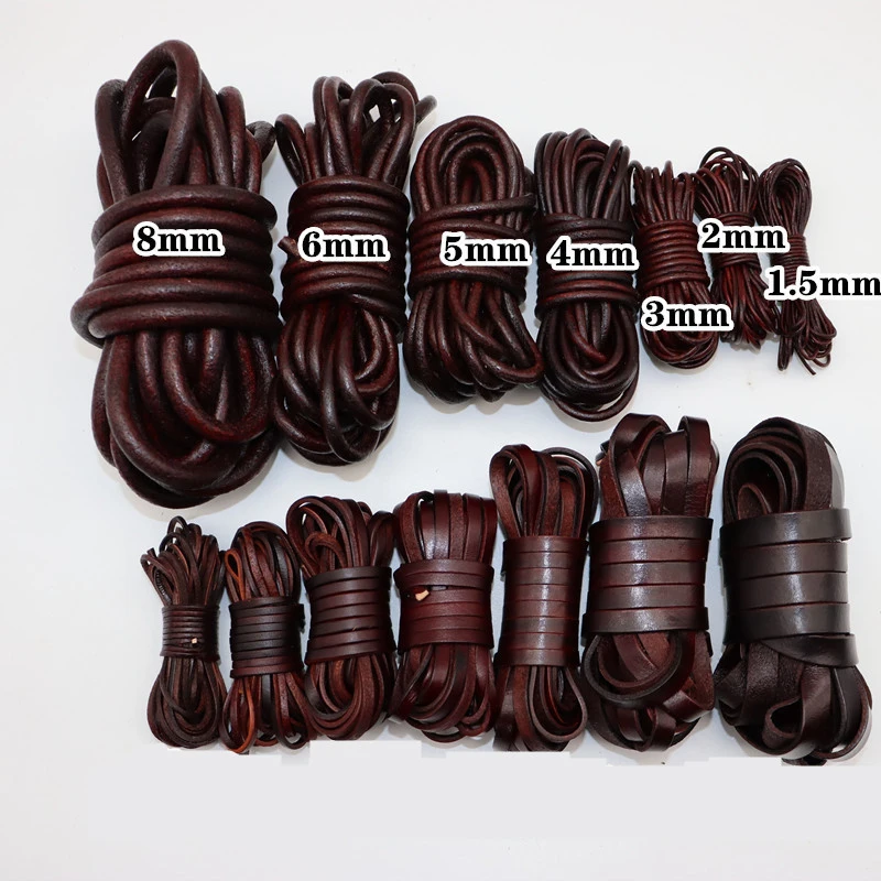 Шнур из натуральной кожи для браслета ювелирные украшения сделай сам круглой