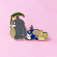 kawaii totoros queue up hard enamel pins cute cartoon animal brooch accessories miyazaki hayaos anime movie fans jewelry gift
