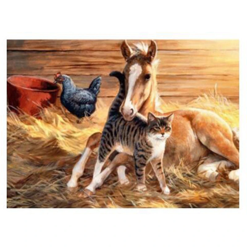 Полный круговой Diy Алмазная изображение милого котика вышивка бисером c