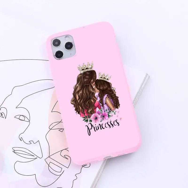 

Mom and baby family love Phone Case Candy Color for iPhone 6 7 8 11 12 s mini pro X XS XR MAX Plus