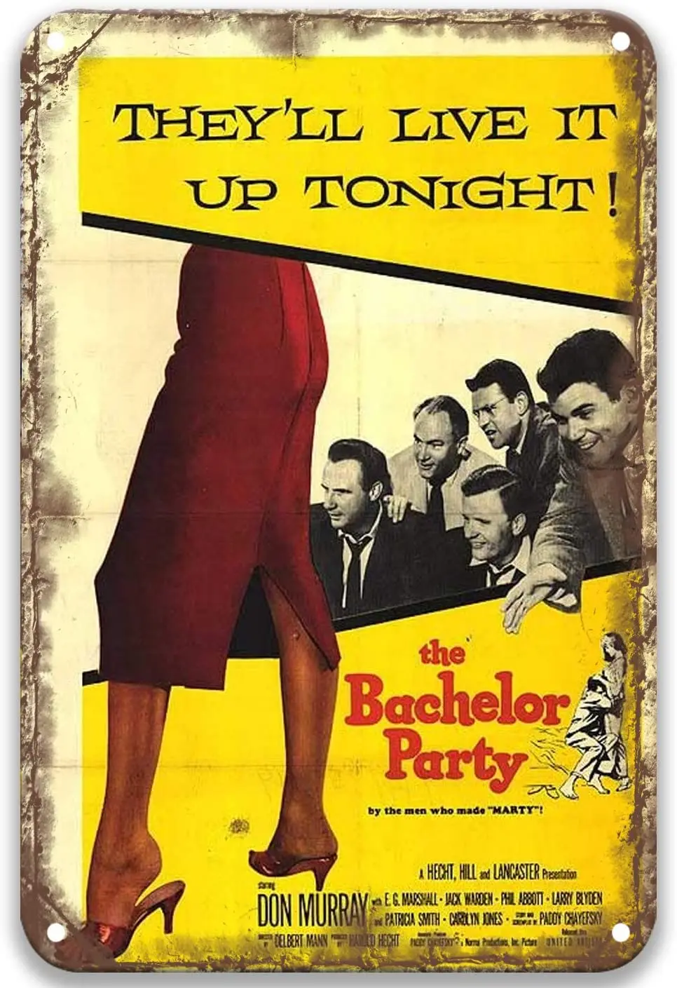 

The Bachelor Party (1957) Tin Signs Vintage Movies Poster Art Group for Party Man Home Decoration Decor Bathroom 8x12 Inches