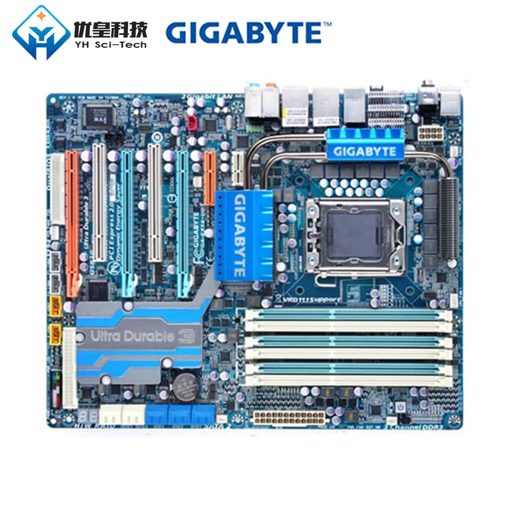 Материнская плата Gigabyte оригинальная б/у для настольного ПК с процессором Intel X58 LGA