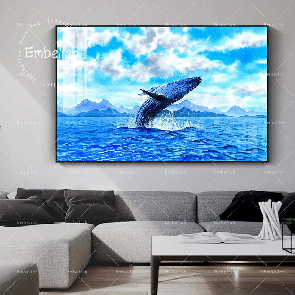 

Embelish 1 Pieces Whale Breaching Sea Animals Modern Home Decor Pictures For Living Room HD Posters Spary On Canvas Paintings