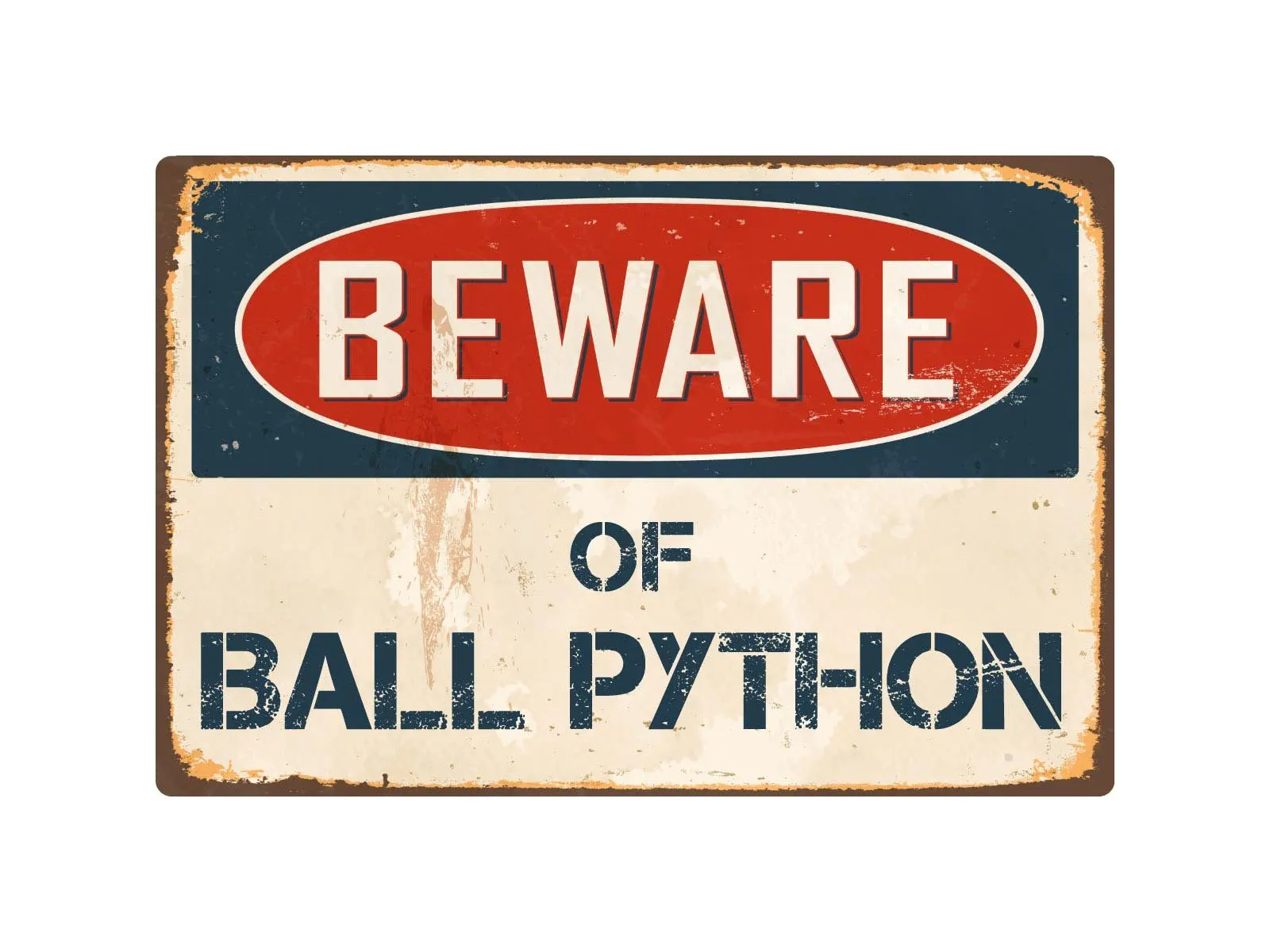 

Стикеры, питон Остерегайтесь мяча 8 дюймов x 12 дюймов, винтажный алюминиевый Ретро металлический знак VS035