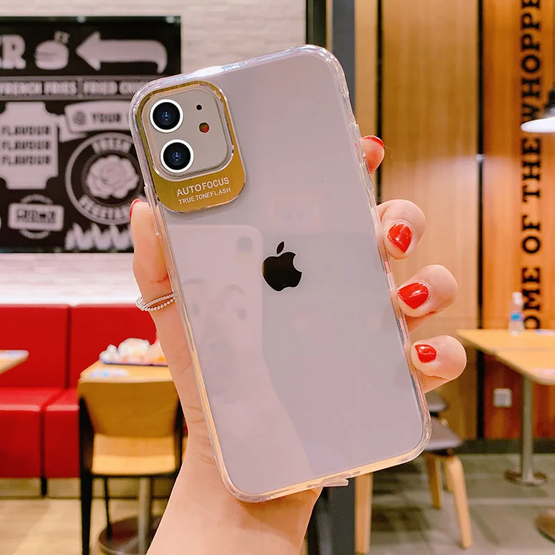 Роскошный прозрачный металлический защитный чехол для объектива камеры iPhone 12 Mini