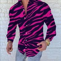 1955 autumn and winter ordinary spring and autumn striped cotton lapel spot casual fit purple mens clothing