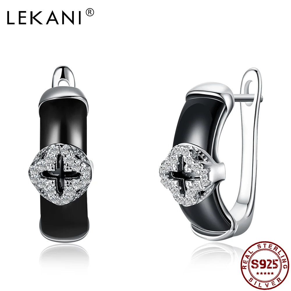 

LEKANI 925 серьги-подвески с цветочным украшением из чистого серебра Форма дырчатыми перекрестными, серьги со шпилькой, для женщин, яркие 5A куби...