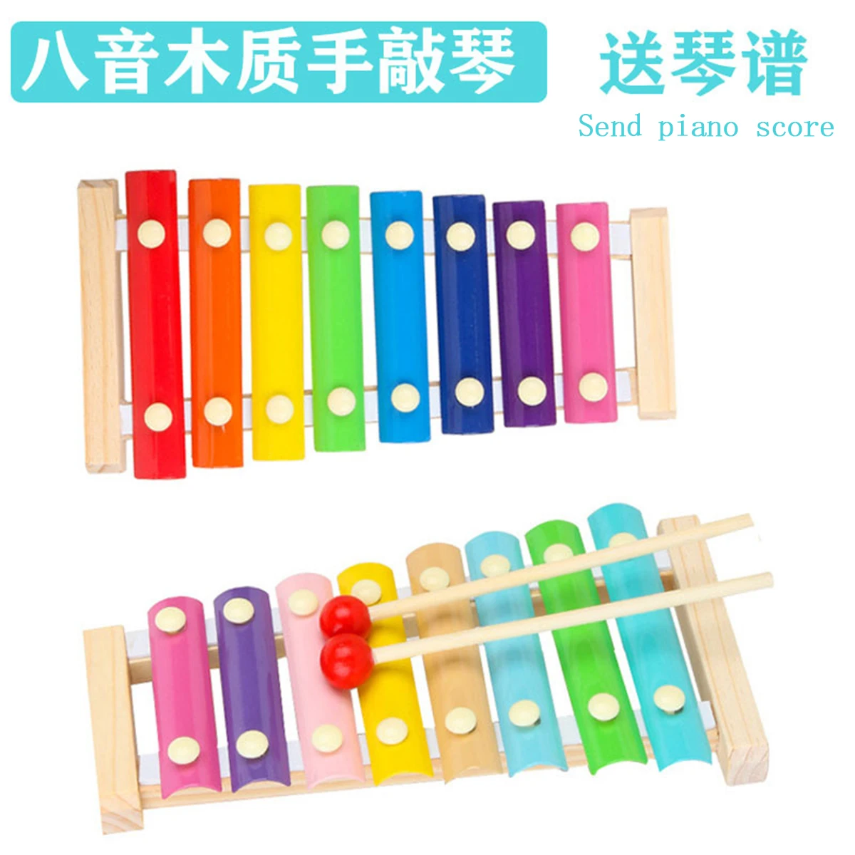 

8 Scales Wooden Octave Hand Knock On Piano Toys For Infant Children Kids Educational Musical Colorful Building Blocks Xylophone