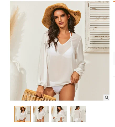 

Женское летнее пляжное платье, просвечивающее солнцезащитное однотонное платье с пышными рукавами и V-образным вырезом для взрослых, цельн...