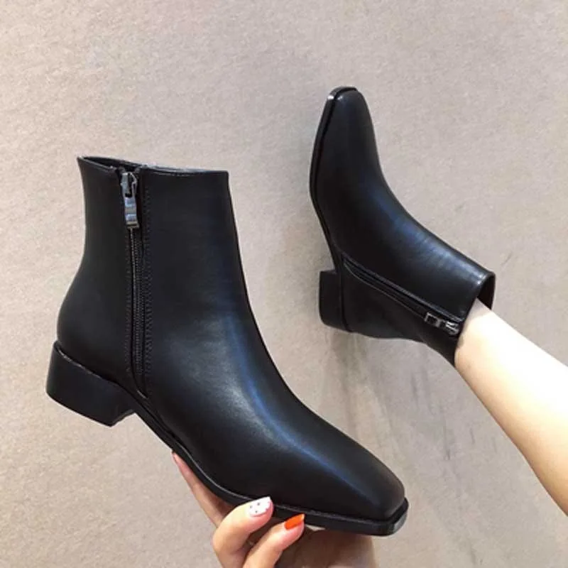 Ботинки женские Модные осенние ботильоны для женщин на тонком каблуке молнии
