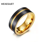 Кольцо Meaeguet, 8 мм, ширина, золото-цвет, вольфрамовое твердосплавное кольцо для мужчин, Трендовое кольцо с одним канавкой, кольца для свадьбы, украшения, размер США