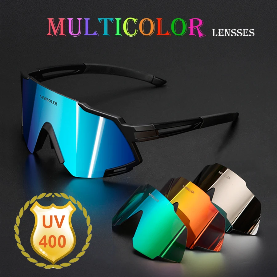 NEWBOLER Polarized 5 Lens Cycling Sunglasses UV400 Mountain Road Bike Eyewear Outdoor Sport Cycling Glasses Bicycle Goggles