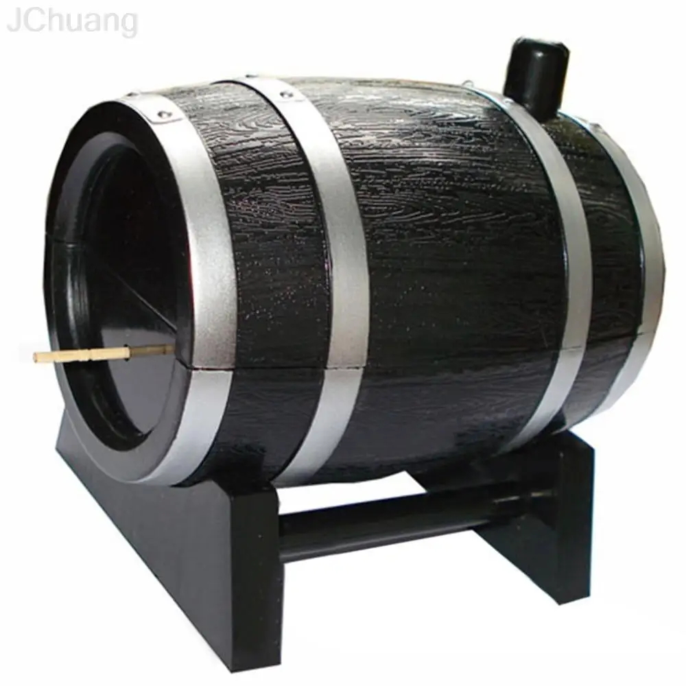 

Portable Mini Automatic Wine Barrel Shaped Toothpick Holder Plastic Box Container Dispenser Toothpick Holde Organizer Desk Decor