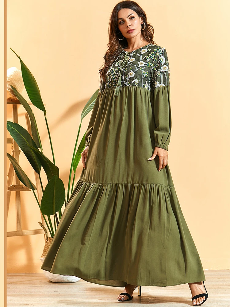 2020 abaya Кафтан Дубай мусульманская модная Женская одежда длинная