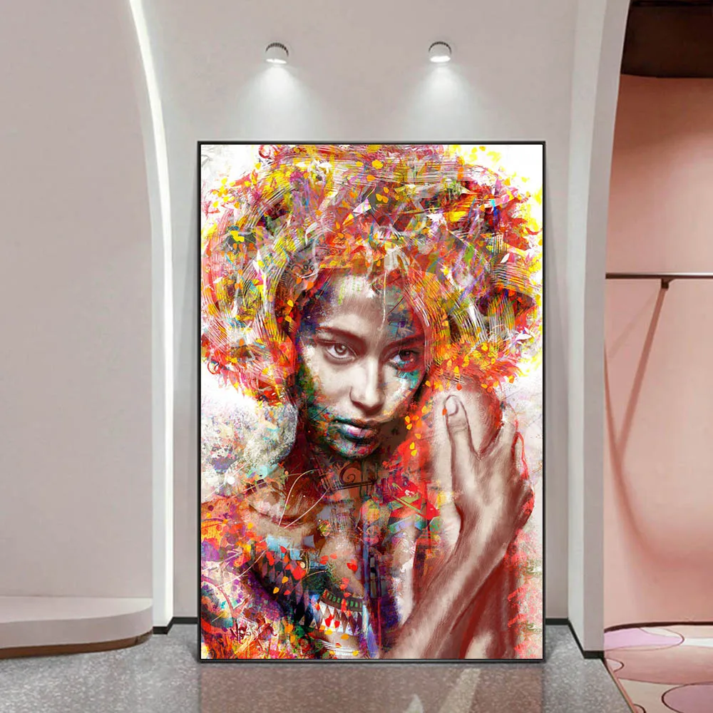 

Abstract Sexy African Woman Art Canvas Paintings On the Wall Art Posters And Prints Graffiti Art Wall Pictures For Living Room