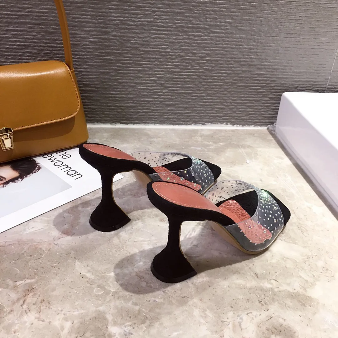 

square head wine cup with high heel wear sandals Golden Apricot