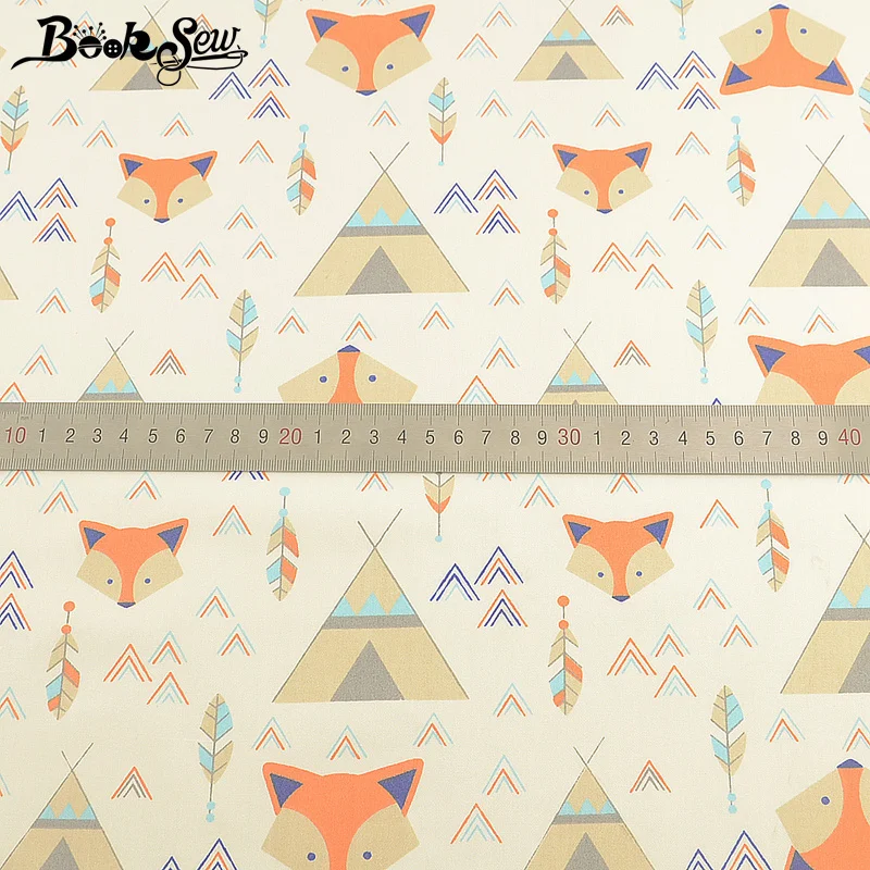 Booksew Textile Fabric Meter 100% Cotton Beige Twill Printed Foxes Design DIY Patchwork Sewing Scrapbooking Tissu Coton Curtain | Дом и сад