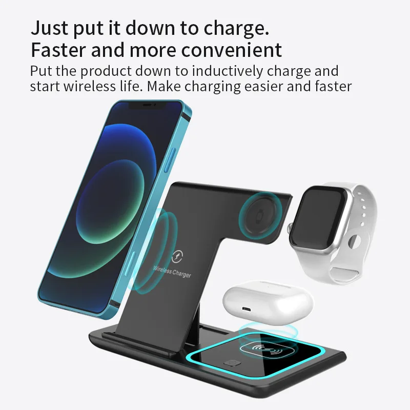

Three-in-one New Portable Folding 15W Wireless Charger Mobile Phone Watch Headset Wireless Fast Charging Wireless Charging Stand