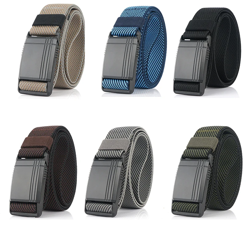 

New Elastic Belt For Men Slide Metal Magnetic Buckle Adjustable Male Trousers Belts Military Combat Tactical Belts High Quality